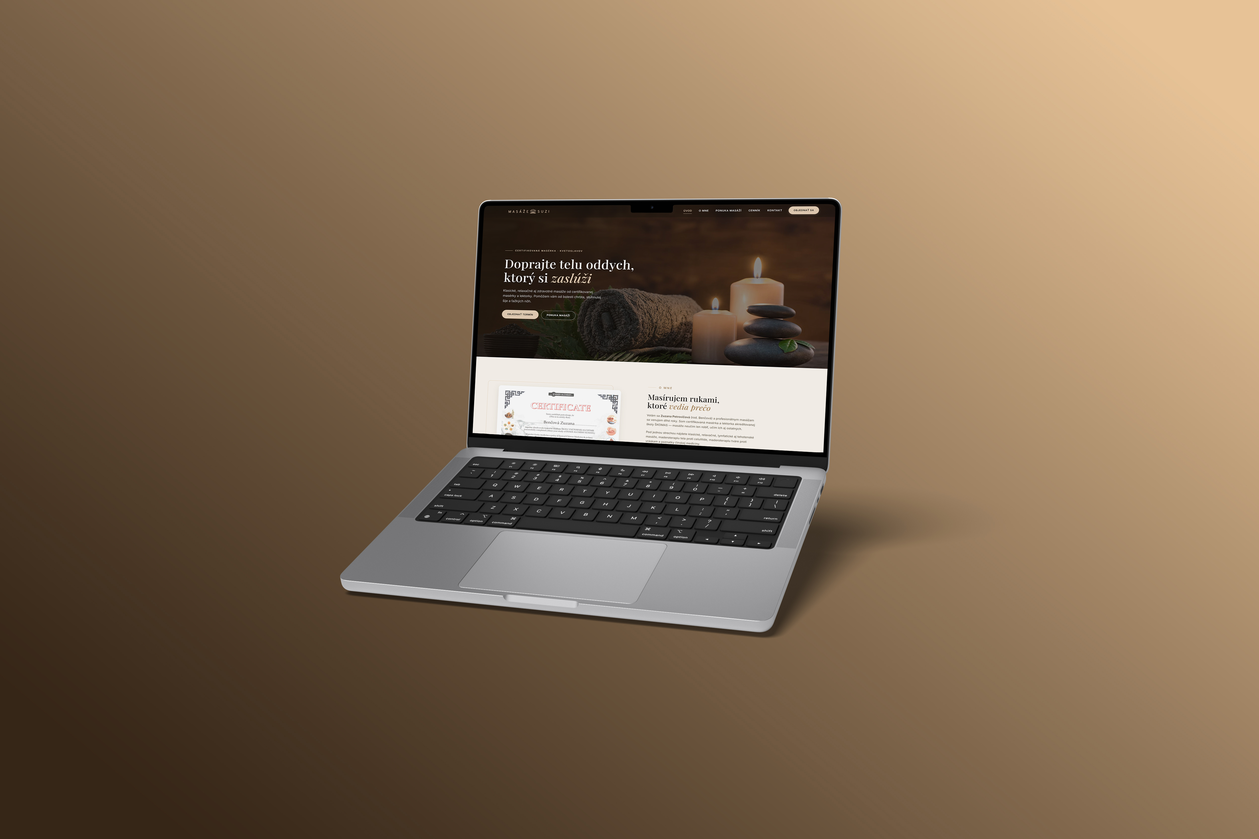 Masáže Suzi - web na MacBooku